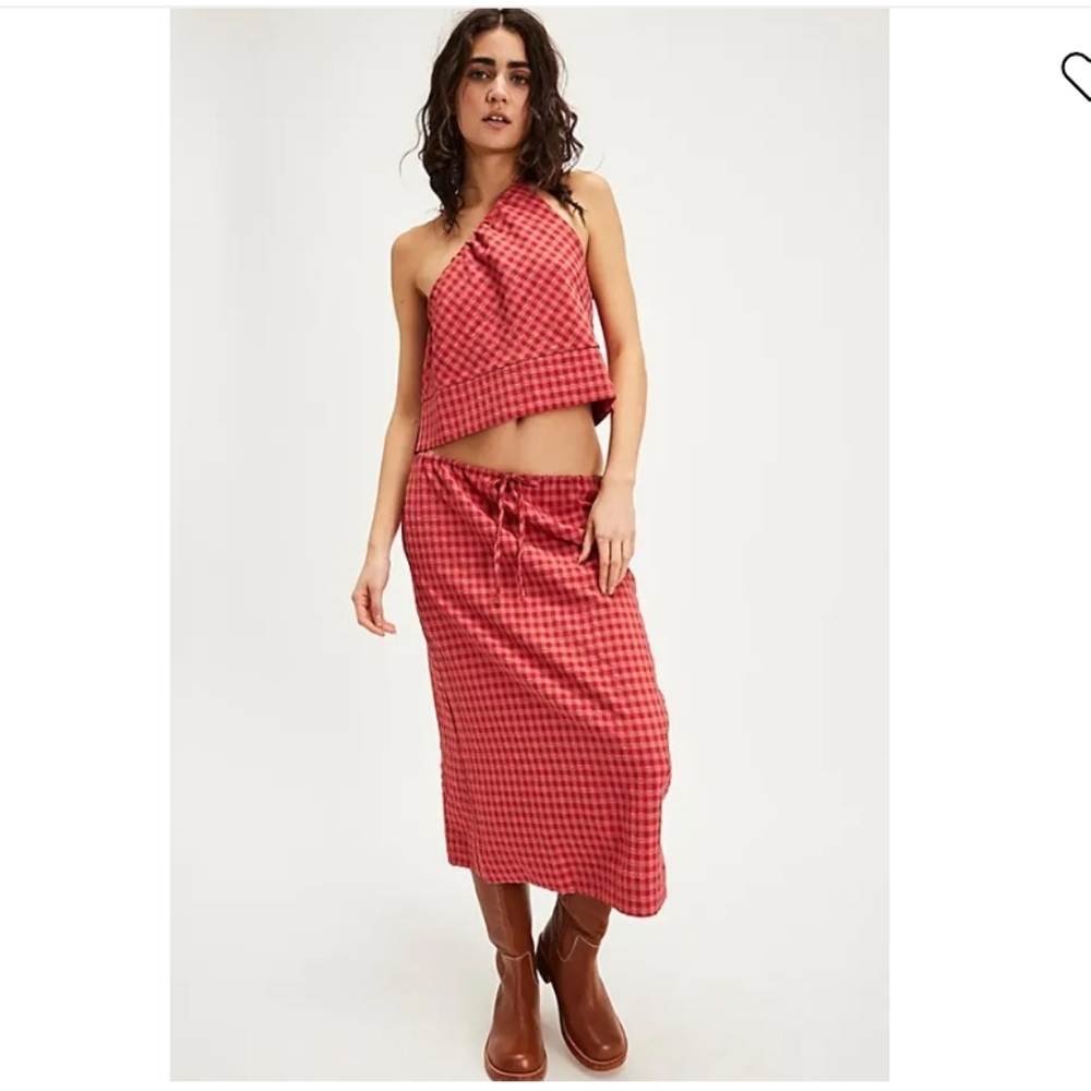 Free People Harper Plaid Set Size L Skirt Halter Set
